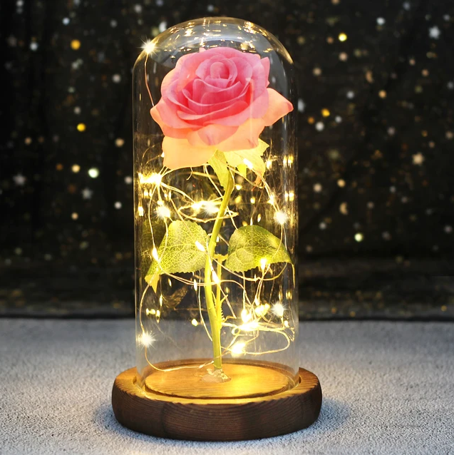 Rose LED Light Flower In Glass